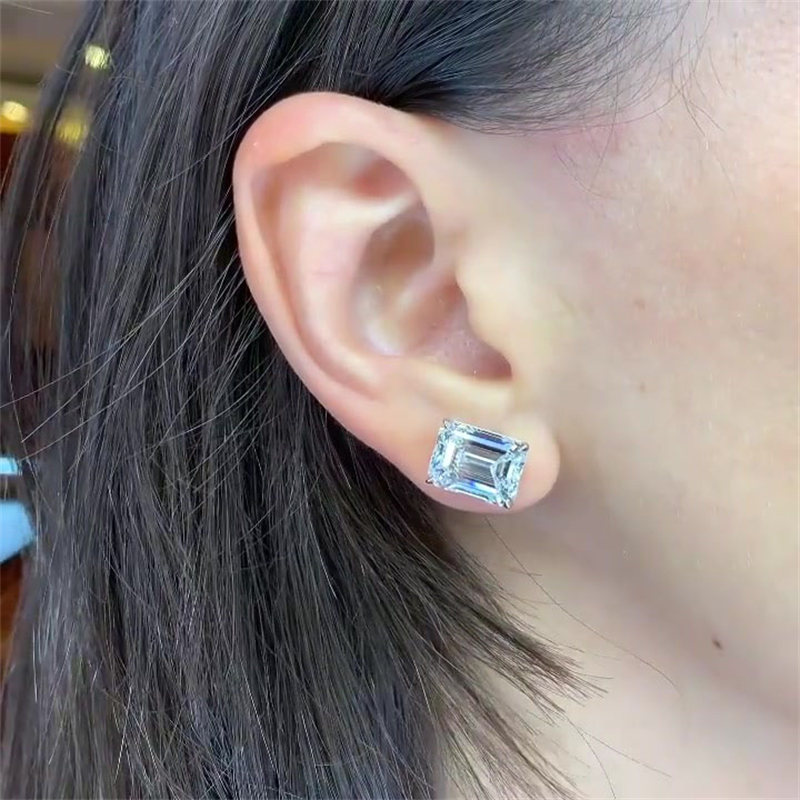 Emerald Cut Sapphire Stud Earrings