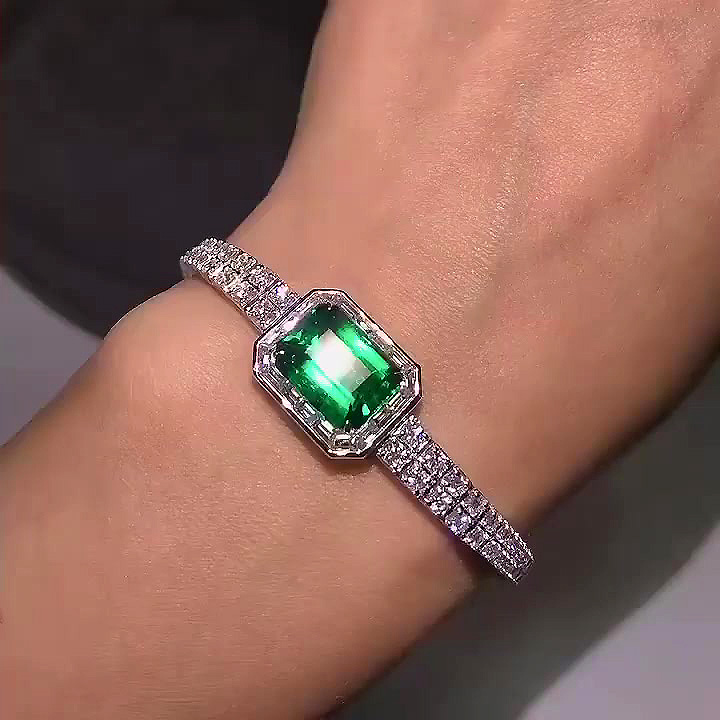 Emerald Cut Emerald Sapphire Bracelet