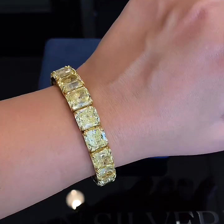 Radiant Cut Yellow Sapphire Tennis Chain Bracelet