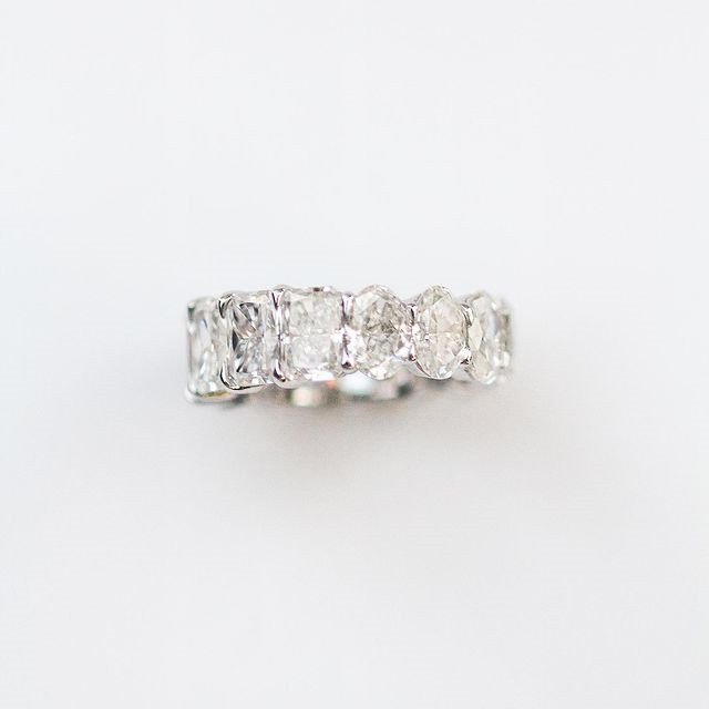 5.7ct Radiant & Oval Cut White Sapphire Wedding Band