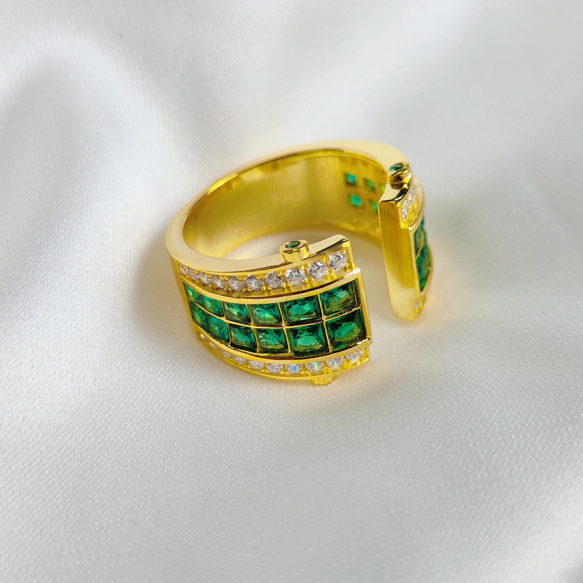 6ct Emerald Cut Emerald Sapphire Eternity Ring