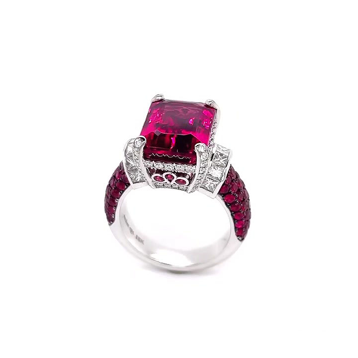 6ct Emerald Cut Ruby Sapphire Engagement Ring