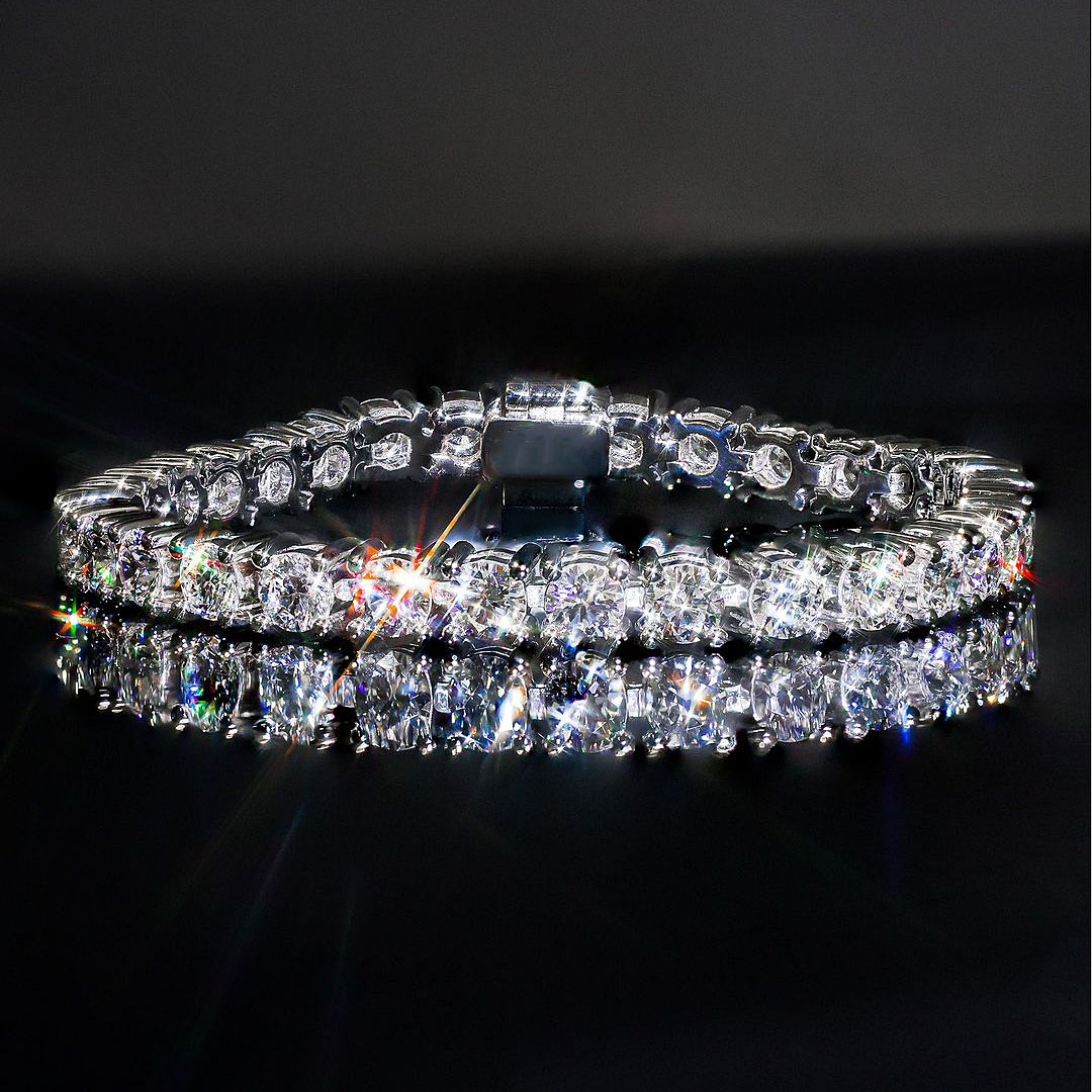 Round Cut White Sapphire Men's Bracelet