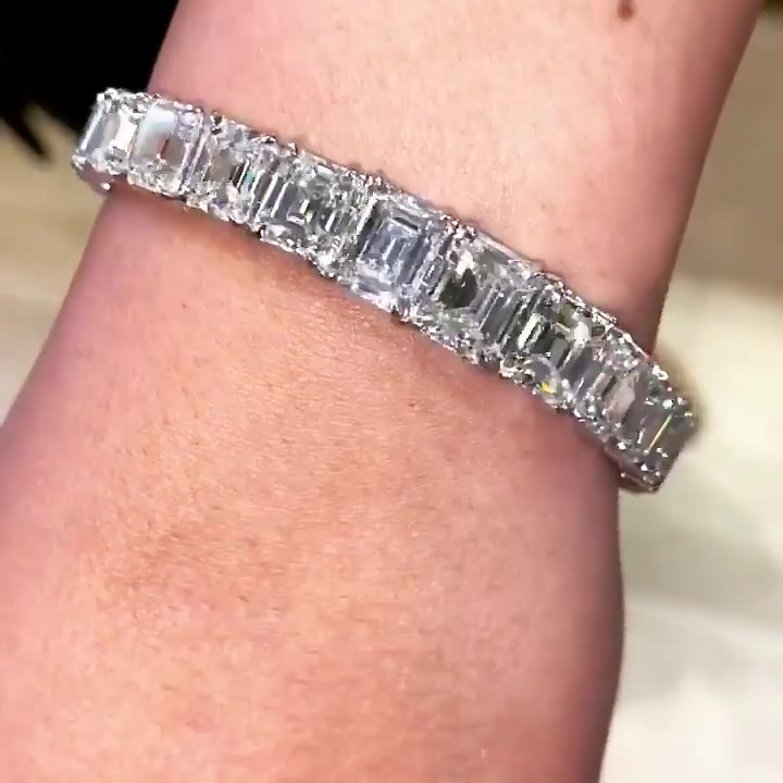Emerald Cut White Sapphire Tennis Bracelet