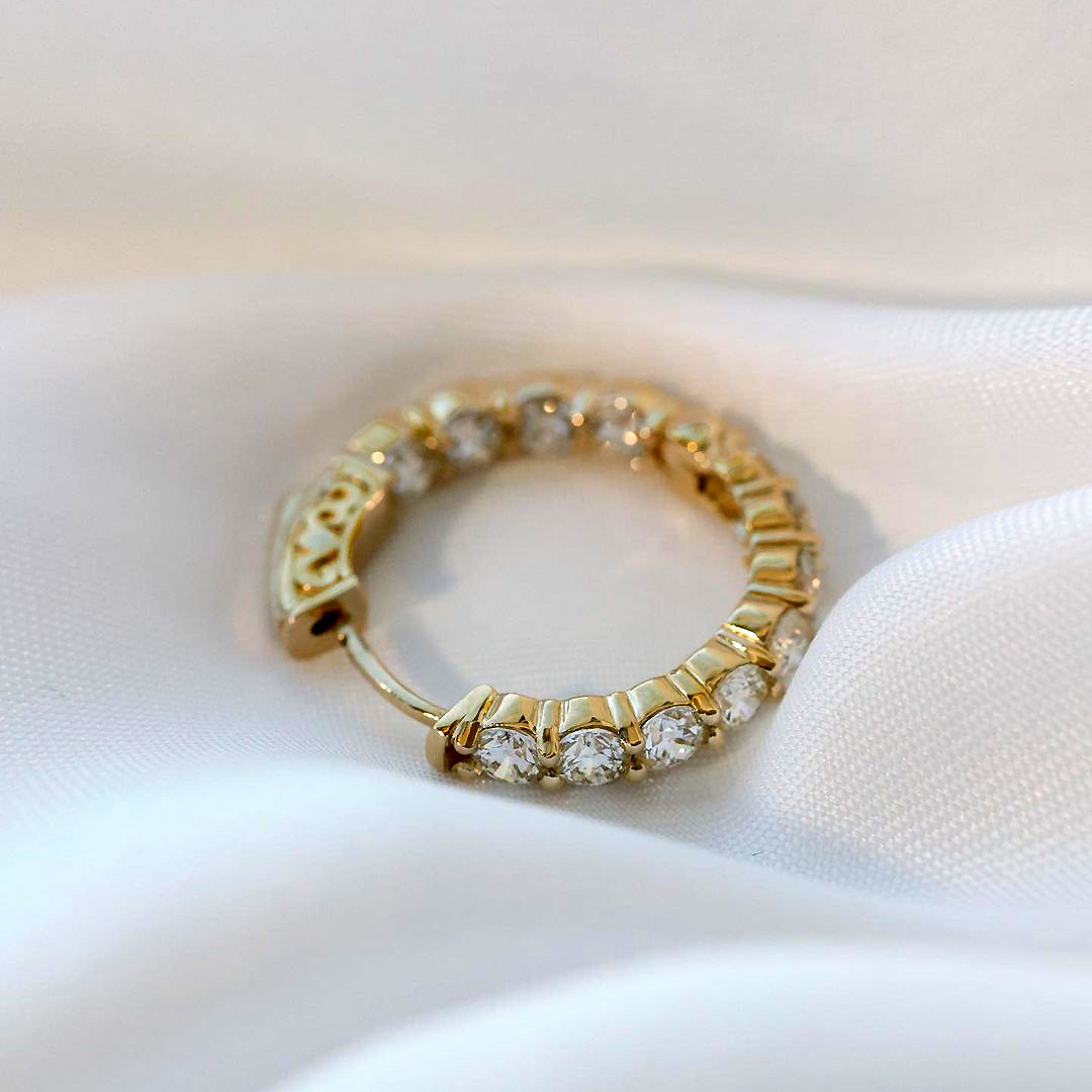 Classic Round Brilliant Cut White Sapphire Hoop Earrings