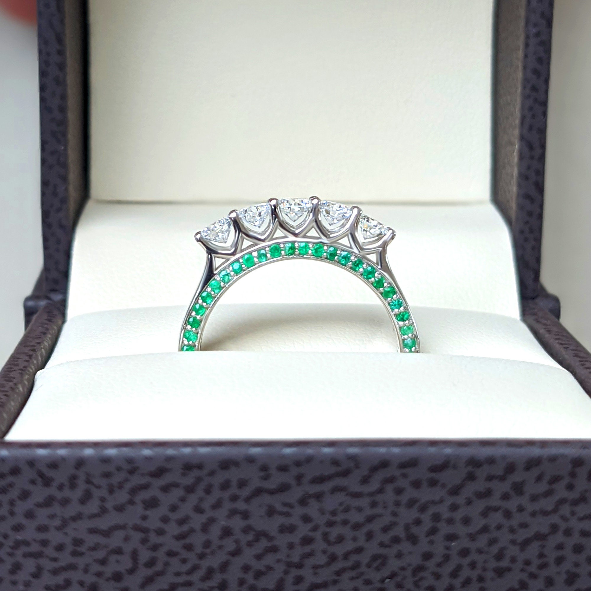 1.70ct Five-Stone Round Cut White Sapphire Eternity Ring