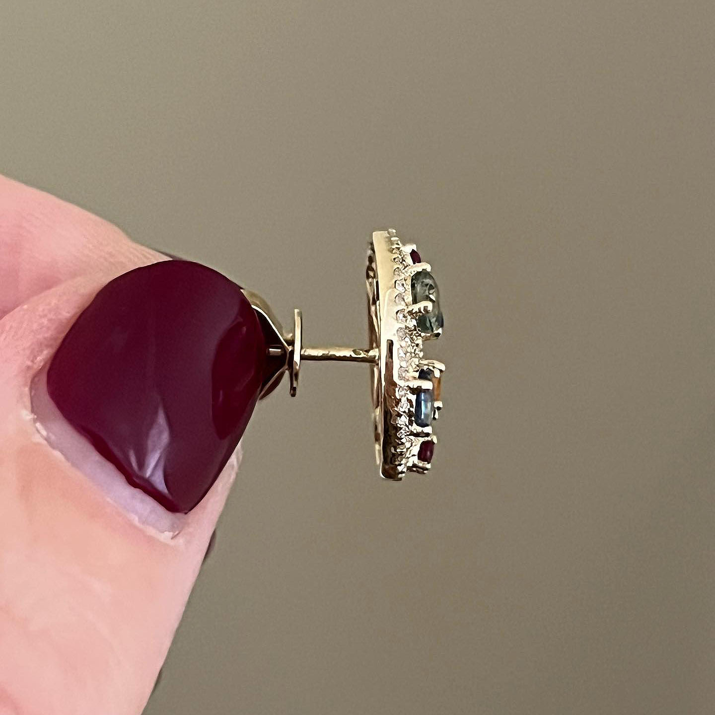 Oval Cut Rainbow Sapphire Stud Earrings