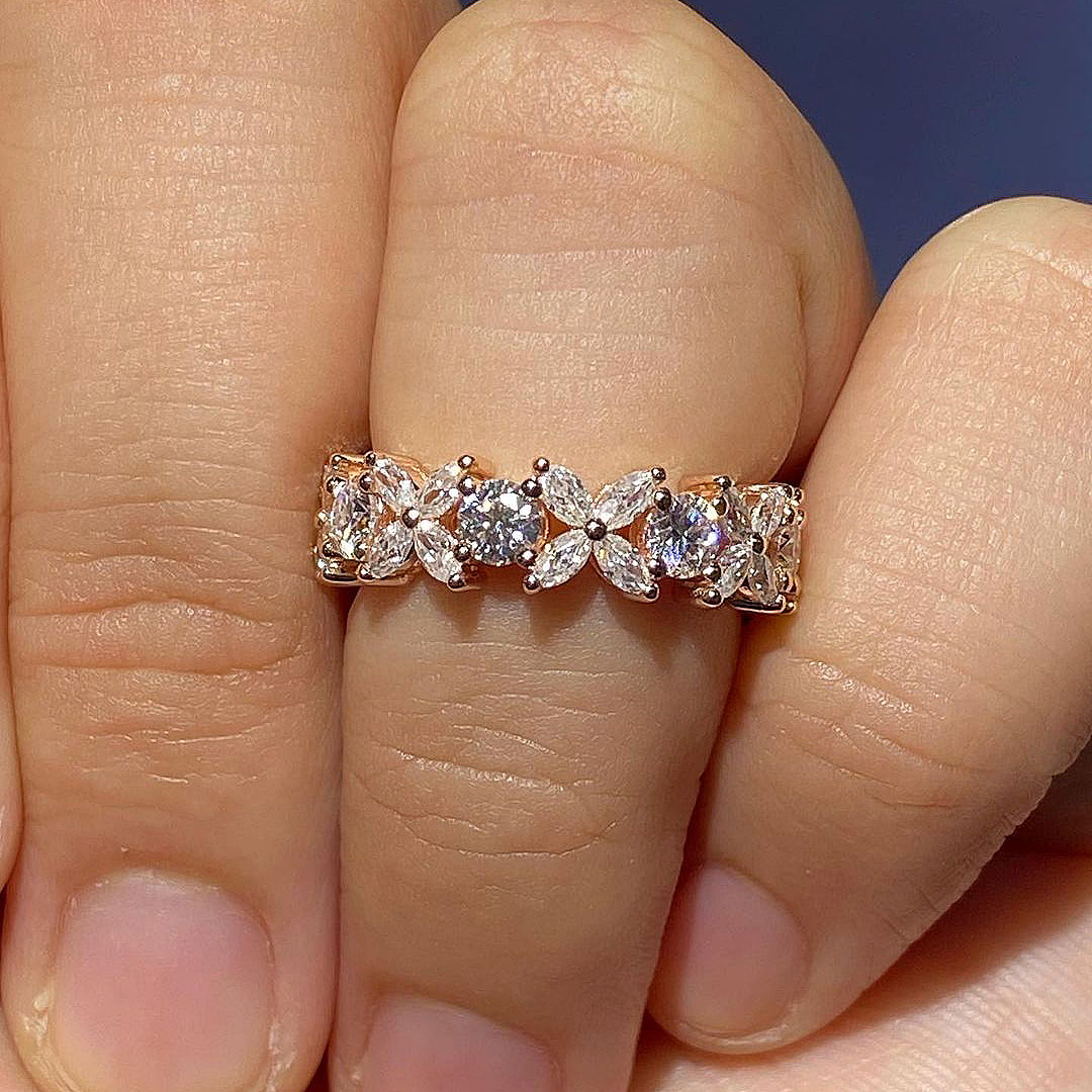 6ct Marquise Cut White Sapphire Eternity Ring