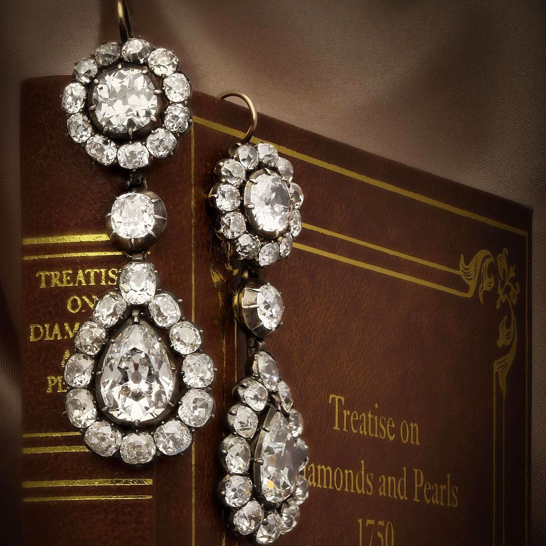 Vintage Design Pear Cut White Sapphire Drop Earrings