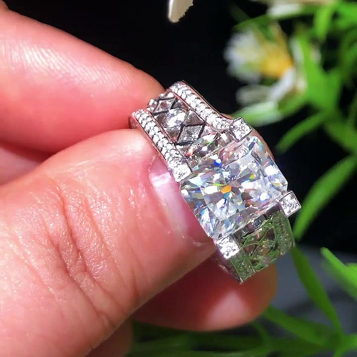 4ct Radiant Cut White Sapphire Engagement Ring