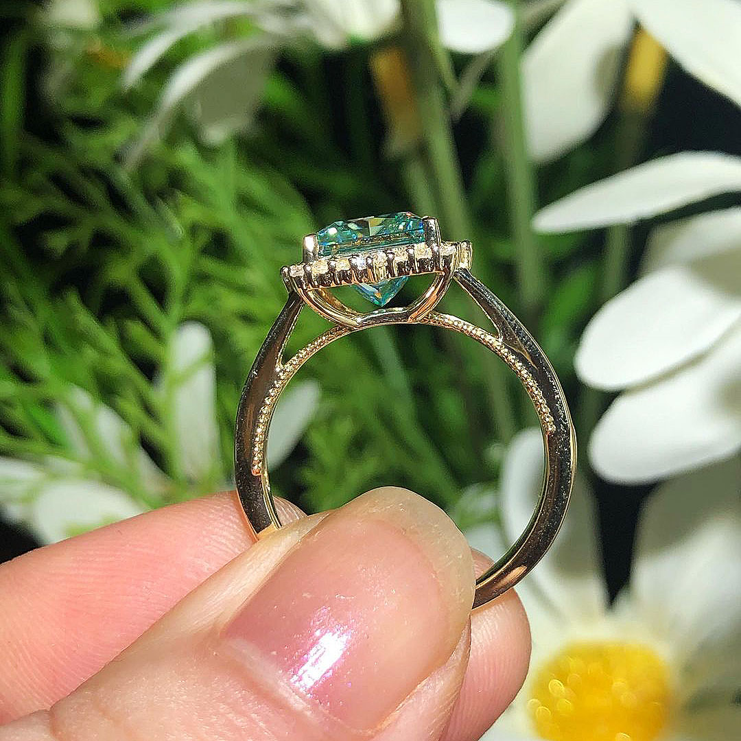 4ct Princess Cut Green Sapphire Engagement Ring