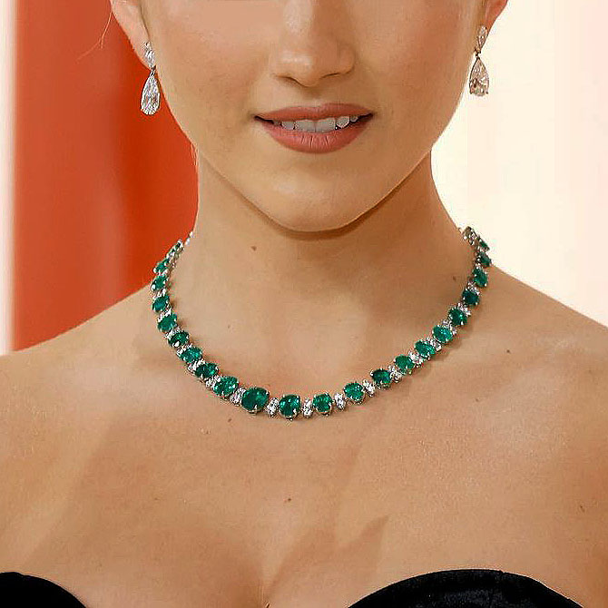 Oval Cut Emerald Sapphire Necklace