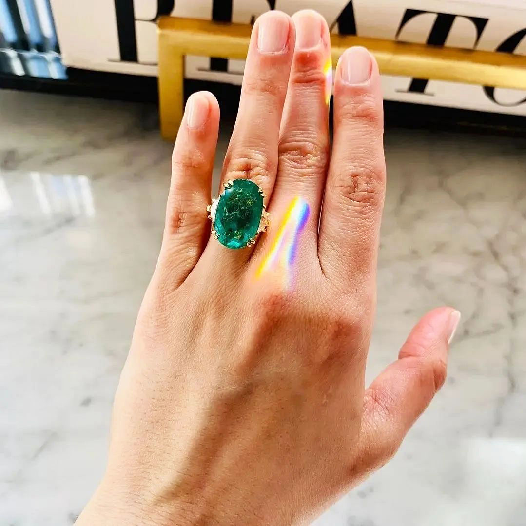 6ct Oval Cut Emerald Sapphire Engagement Ring