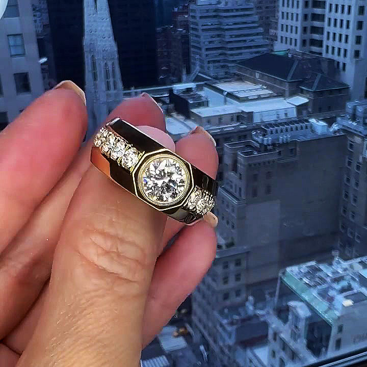 2ct Round Cut White Sapphire Men's Eternity Ring