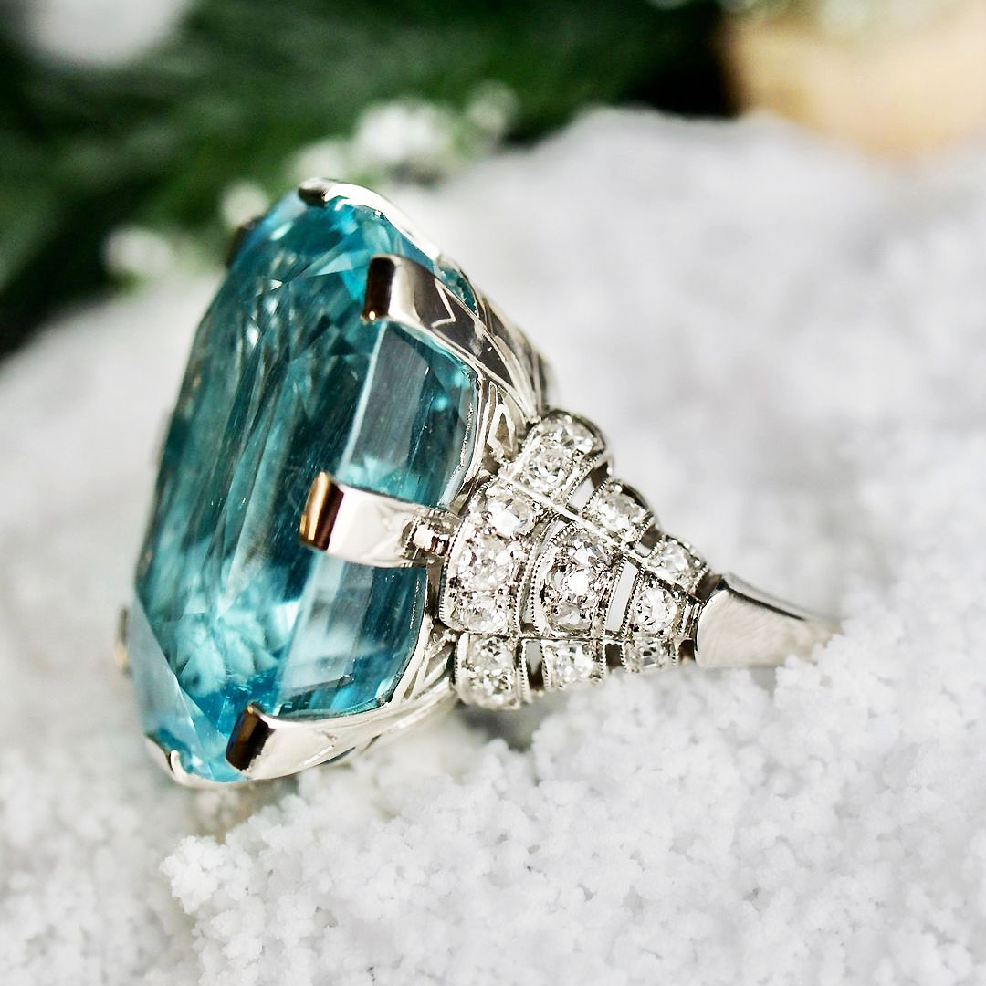 8ct Cushion Cut Aquamarine Sapphire Engagement Ring