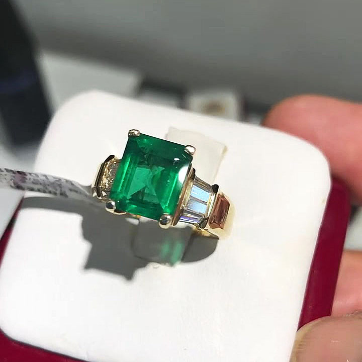4ct Emerald Cut Emerald Sapphire Engagement Ring
