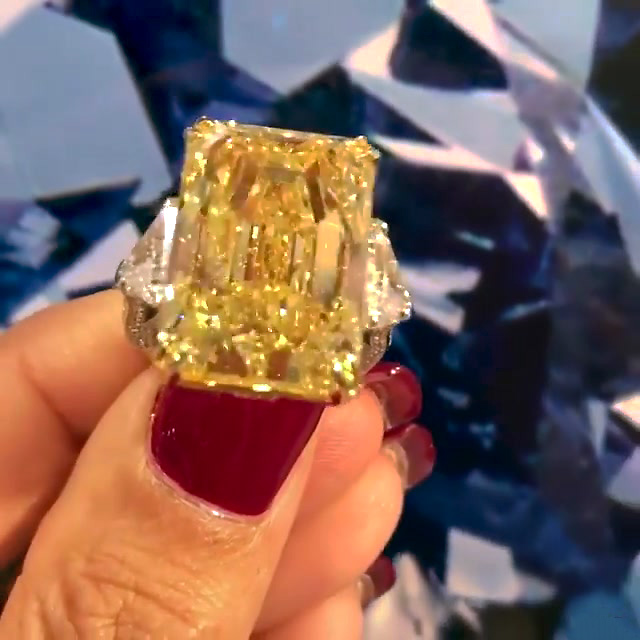 7ct Radiant Cut Yellow Sapphire Engagement Ring