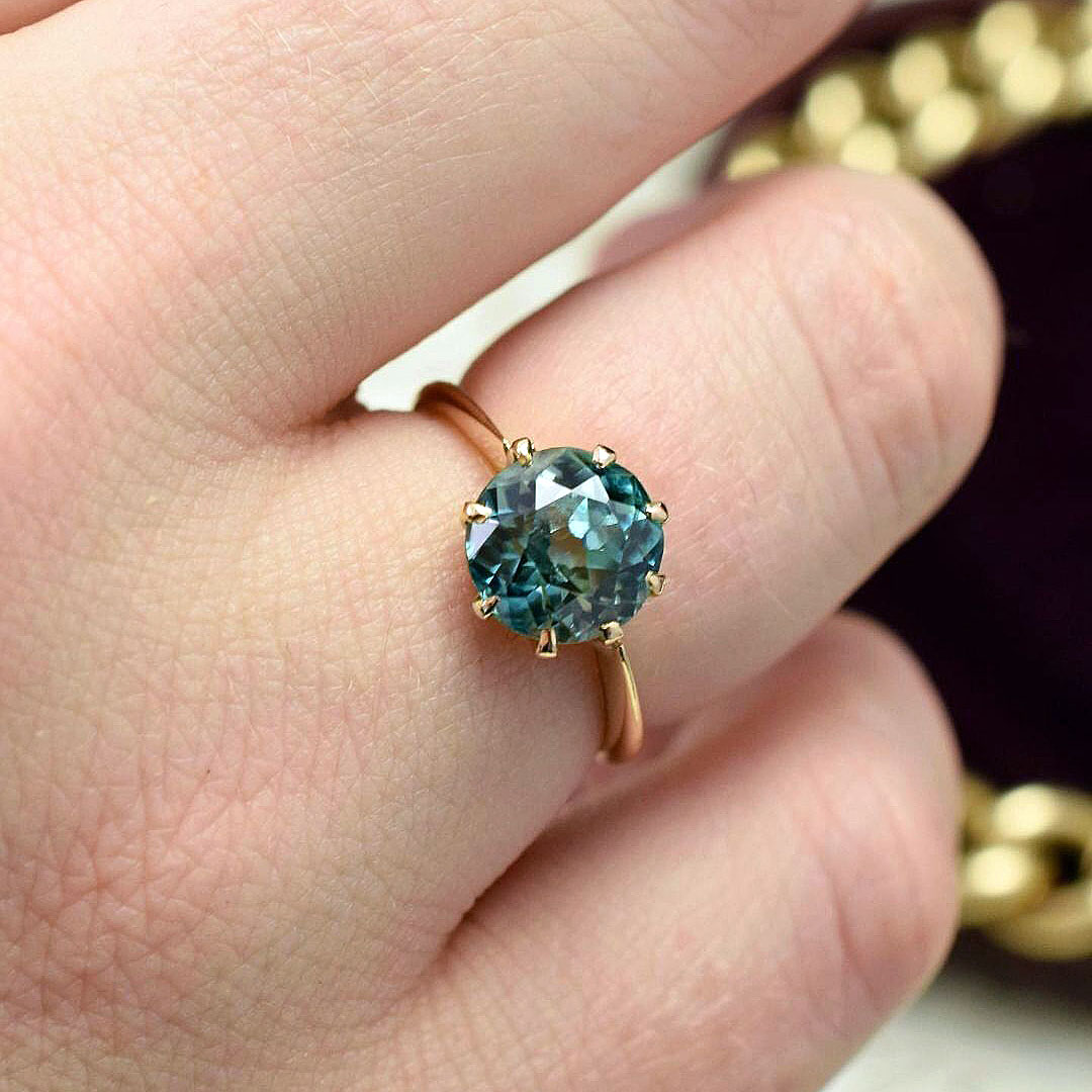 3ct Round Cut Aquamarine Sapphire Engagement Ring