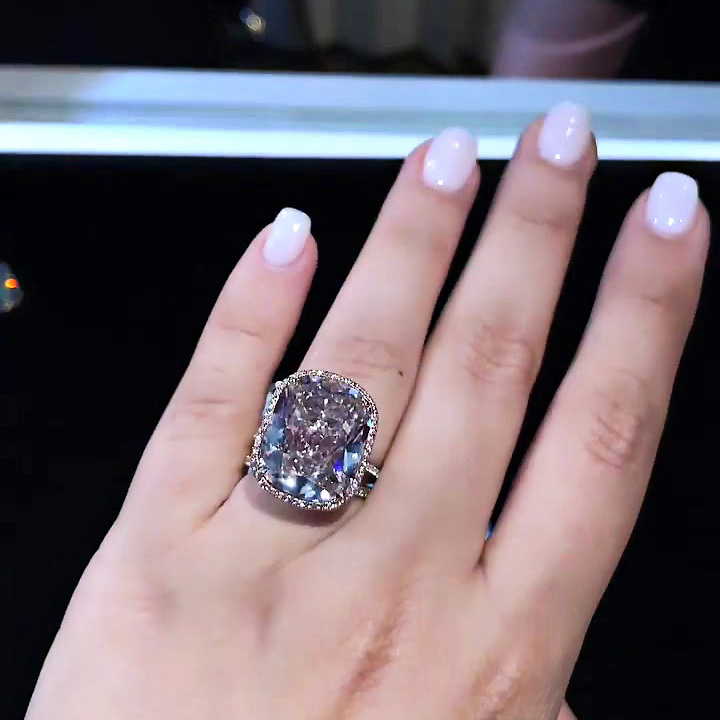 5ct Cushion Cut Pink Sapphire Engagement Ring