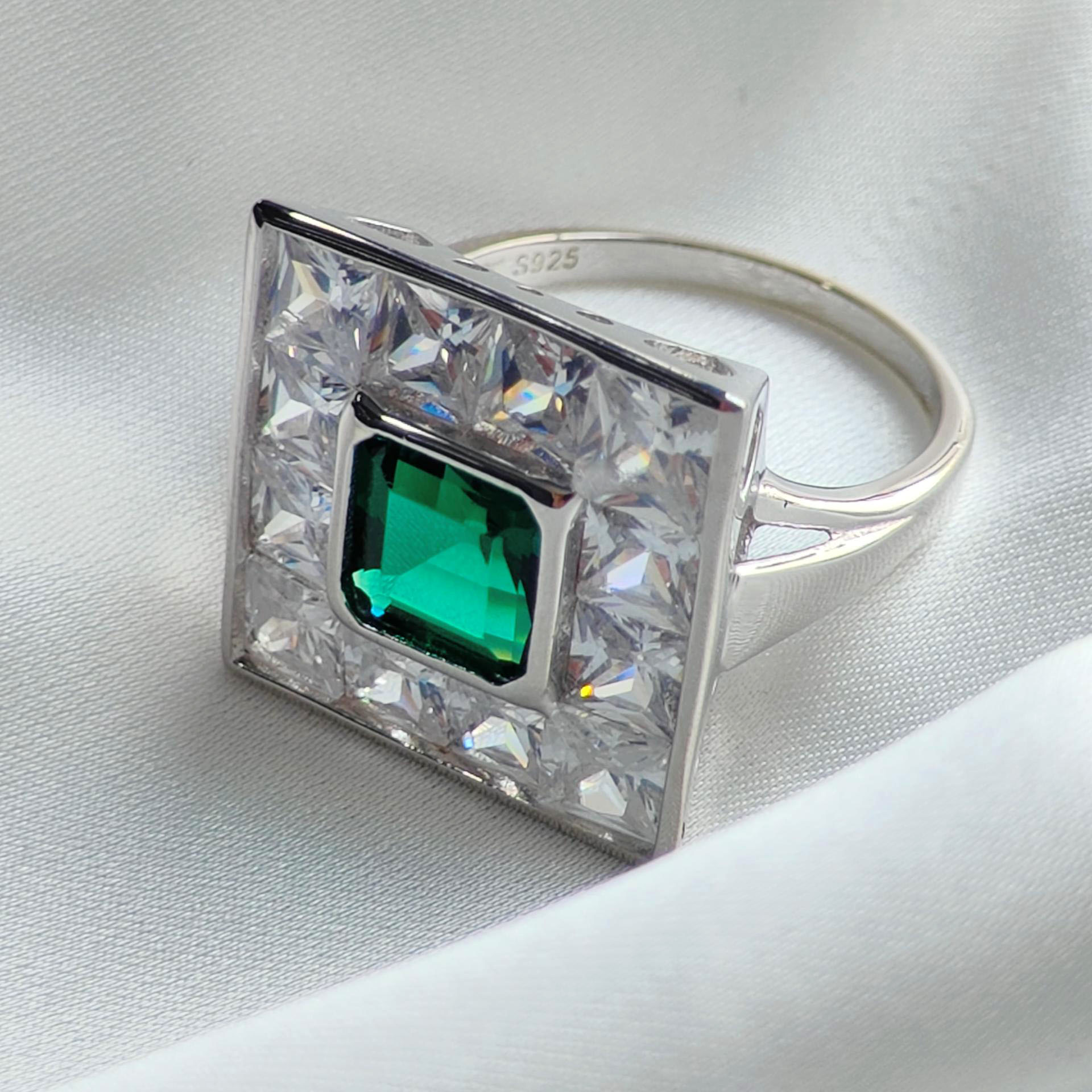3ct Emerald Cut Emerald Sapphire Engagement Ring