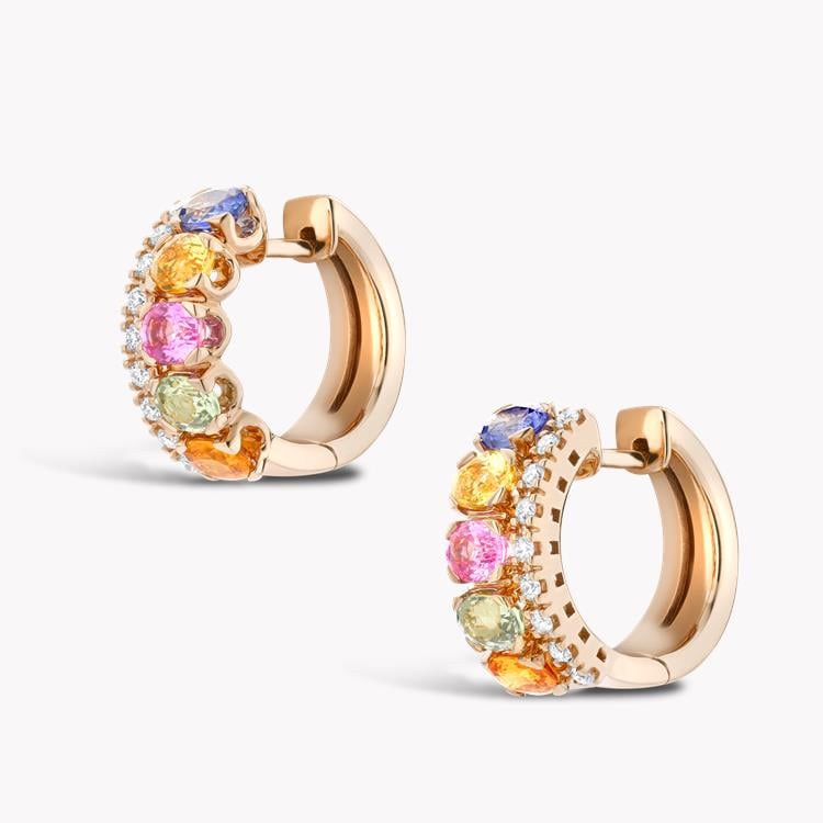 Rainbow Sapphire&Diamond Hoop Earrings
