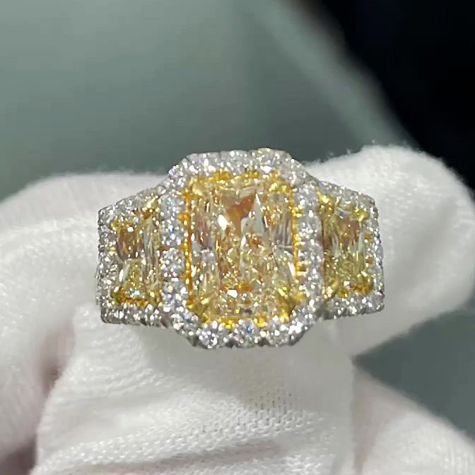 6ct Radiant Cut Yellow Sapphire Eternity Ring