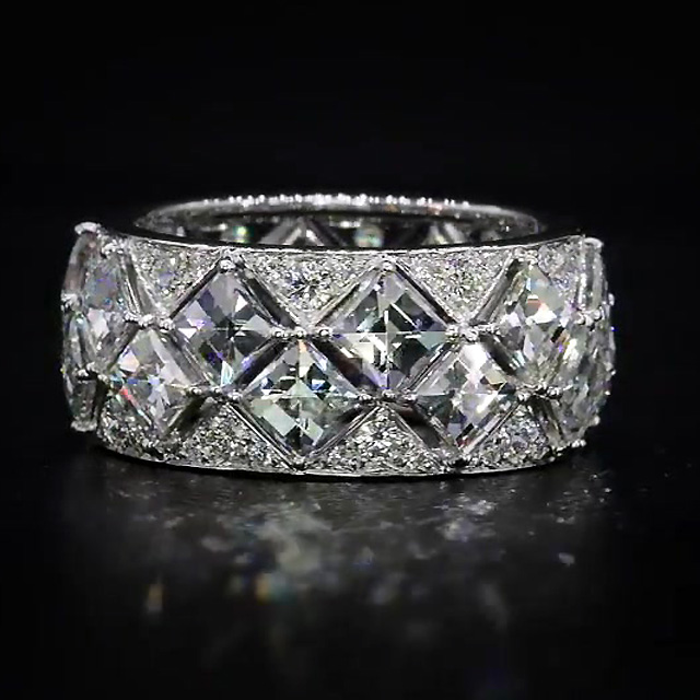 7ct Princess Cut White Sapphire Eternity Ring
