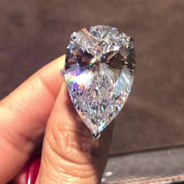 20ct  Pear Cut White Sapphire Engagement Ring