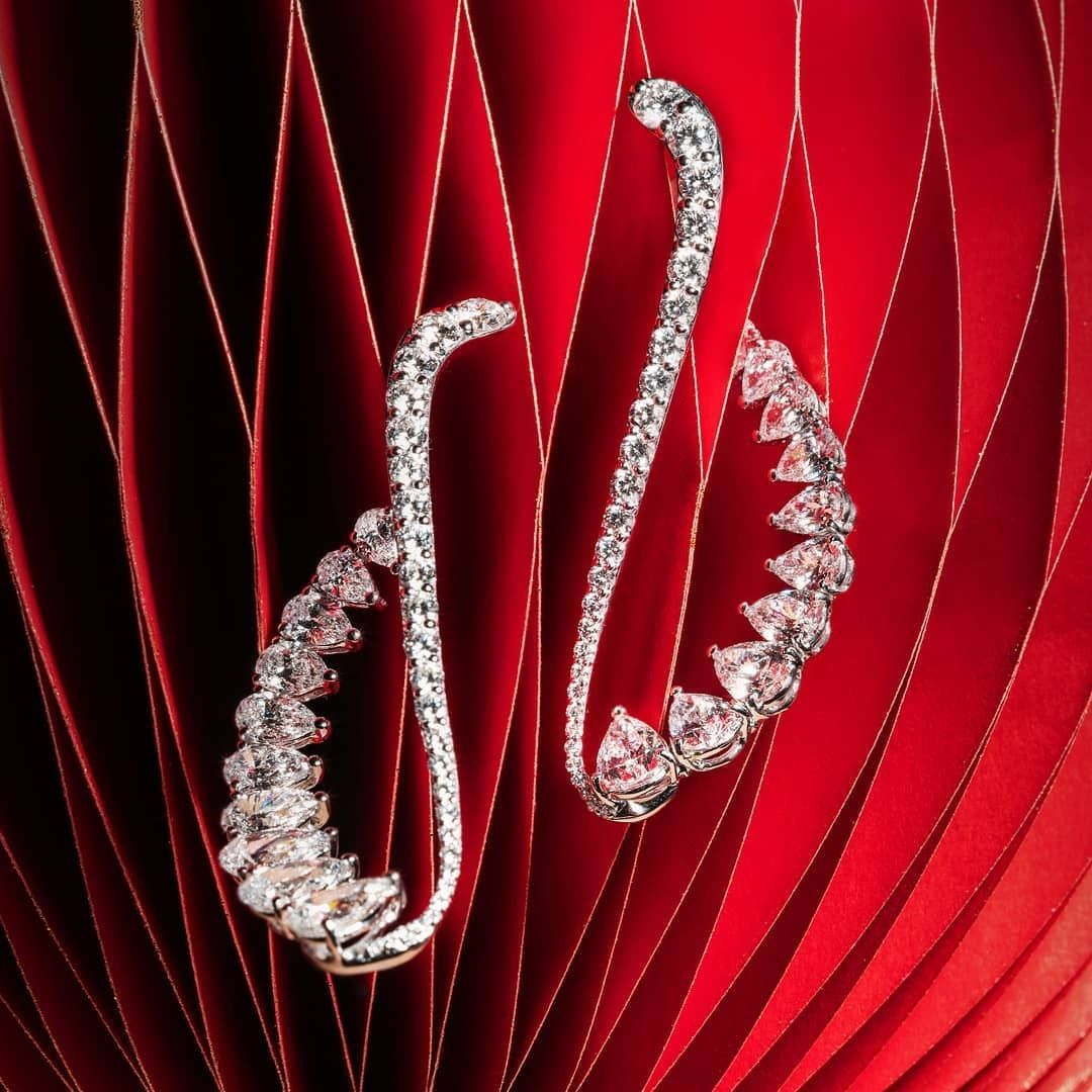 Pear Cut White Sapphire Cuff Earrings