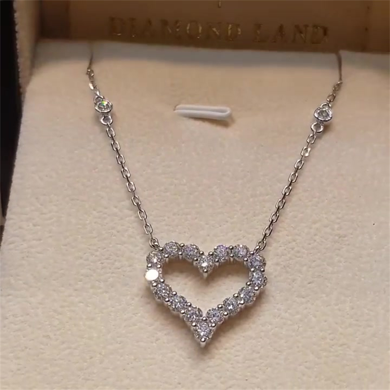 Round Cut Heart Pendant White Sapphire Necklace