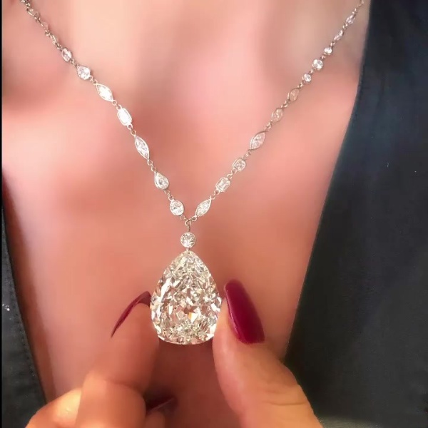 Pear Cut White Sapphire Necklace