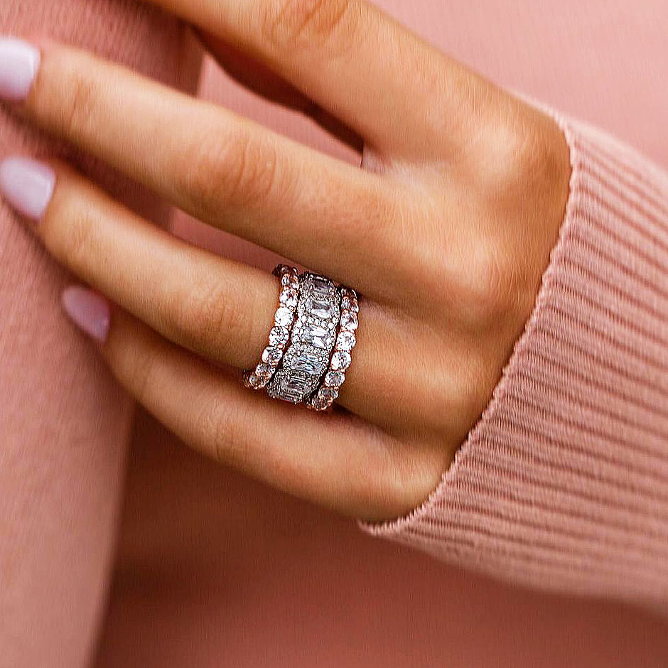 7ct Cushion Cut White Sapphire Wedding Set