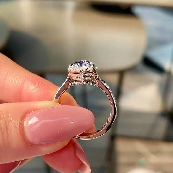 4ct Pear Cut Blue Sapphire Engagement Ring