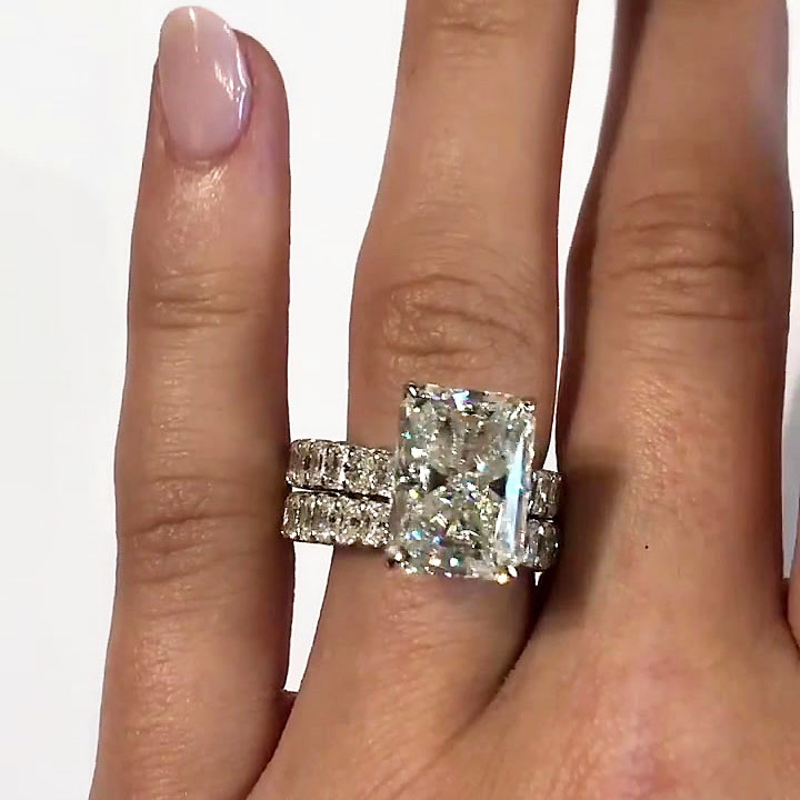 6ct Radiant Cut White Sapphire Wedding Ring Set