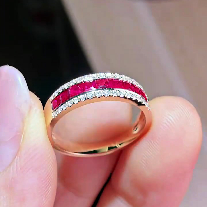 3ct Princess Cut Ruby Sapphire Wedding Ring