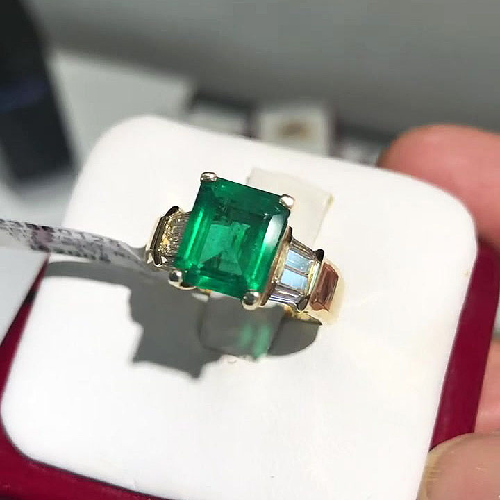4ct Emerald Cut Emerald Sapphire Engagement Ring