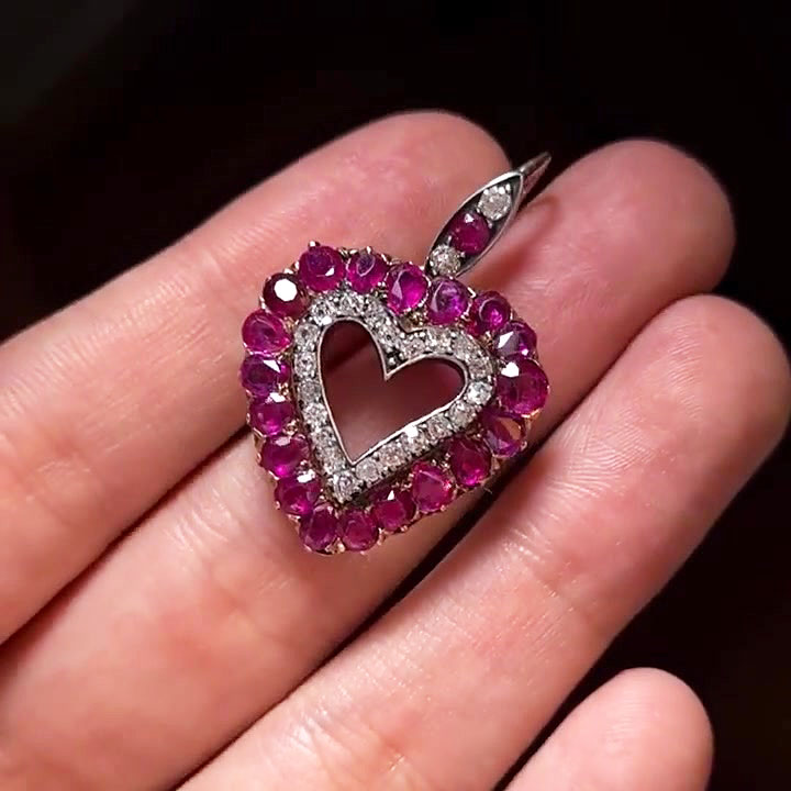 Love Heart Round Cut Ruby Sapphire Drop Earrings