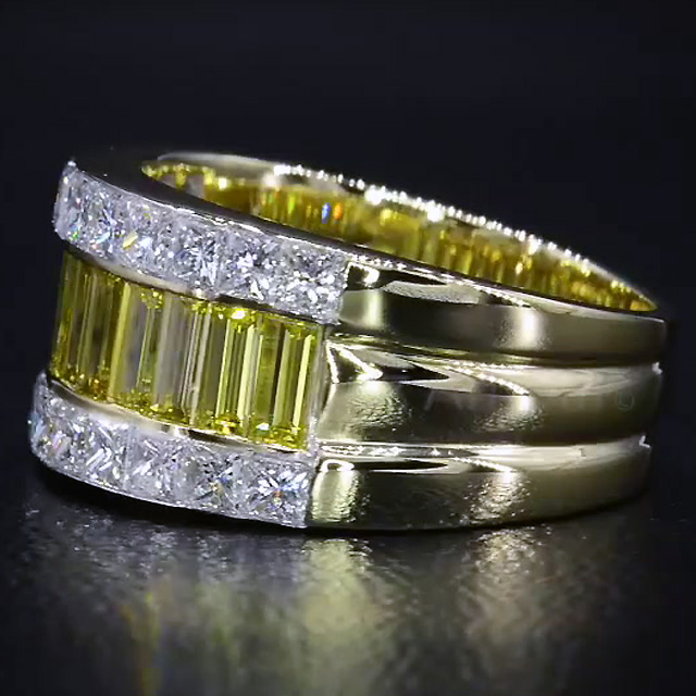 7ct Baguette&Princess Cut Yellow Sapphire Eternity Ring