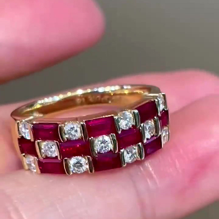 6.75ct Two-stone Ruby Sapphire Eternity Ring