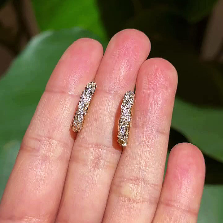 Round Cut White Sapphire Hoop Earrings