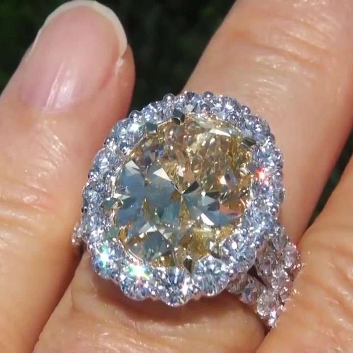 9ct Oval Cut Yellow Sapphire Engagement Ring