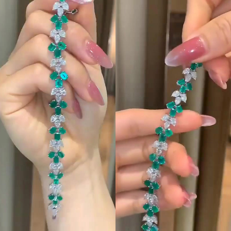 Emerald&Pear Cut Emerald Sapphire Bracelet