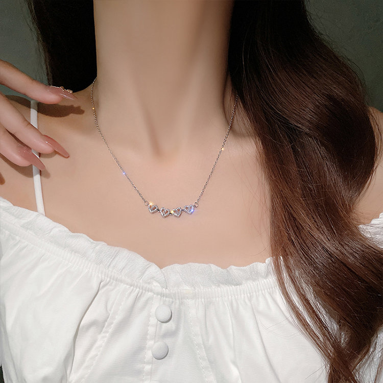 Round Cut White Leaf Clover Sapphire Pendant Necklace