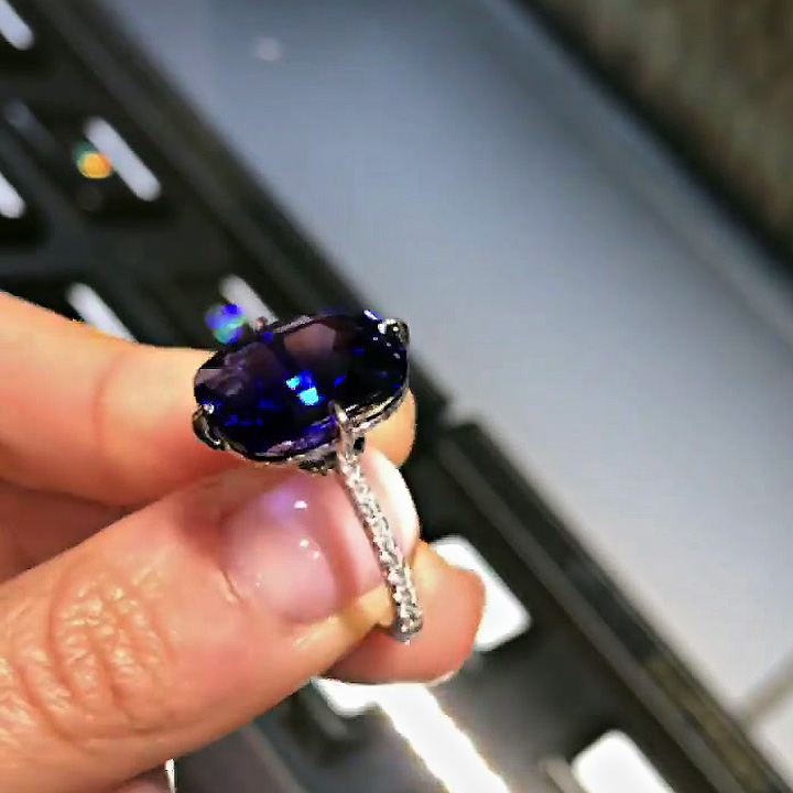6ct Cushion Cut Blue Sapphire Engagement Ring