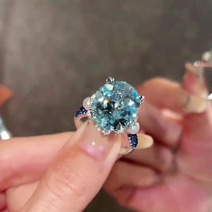 5ct Oval Cut Aquamarine Sapphire Engagement Ring