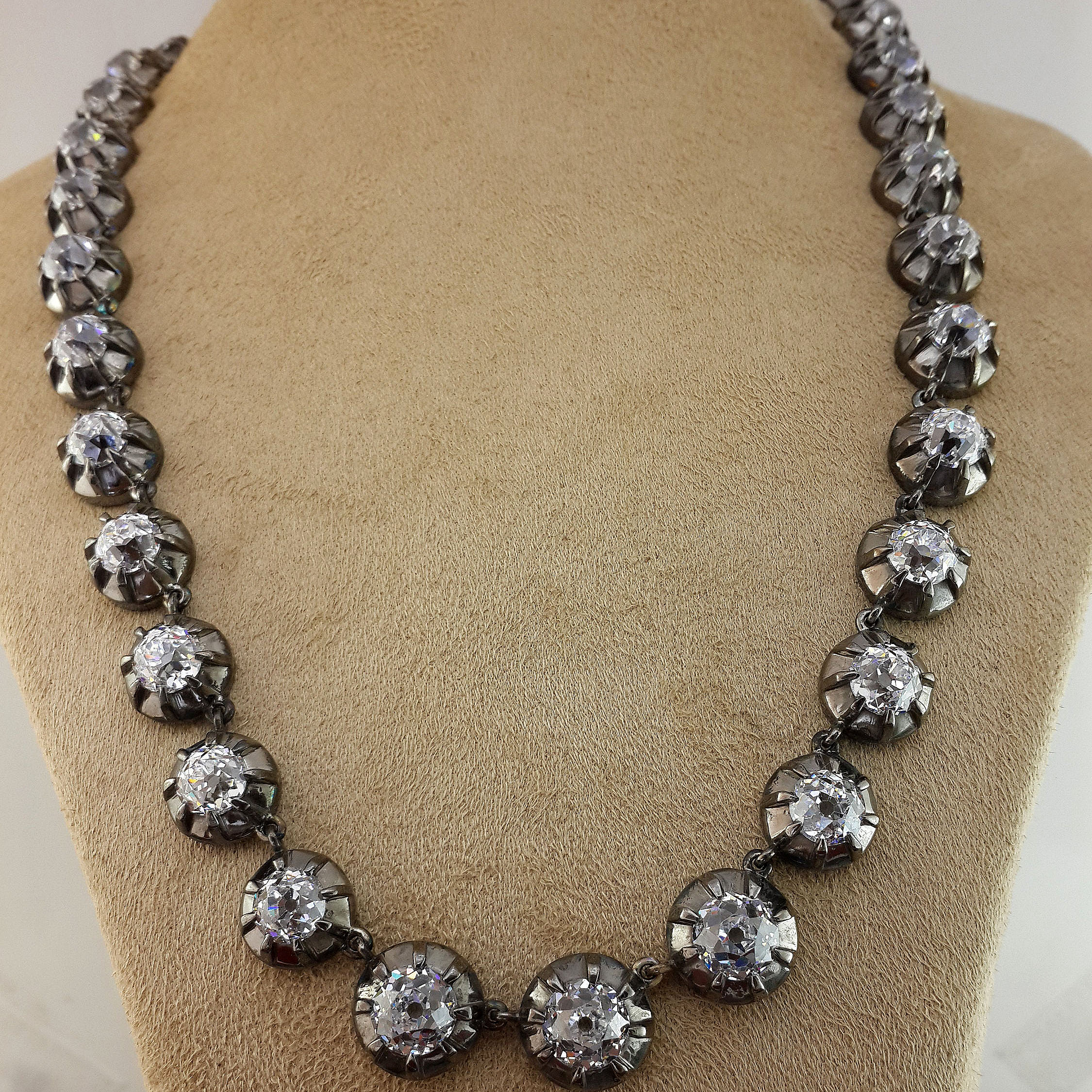 Round Cut White Sapphire Tennis Necklace