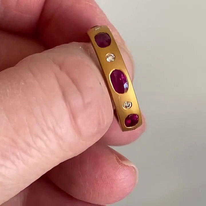 3ct Bezel Setting Oval Cut Ruby Sapphire Eternity Ring