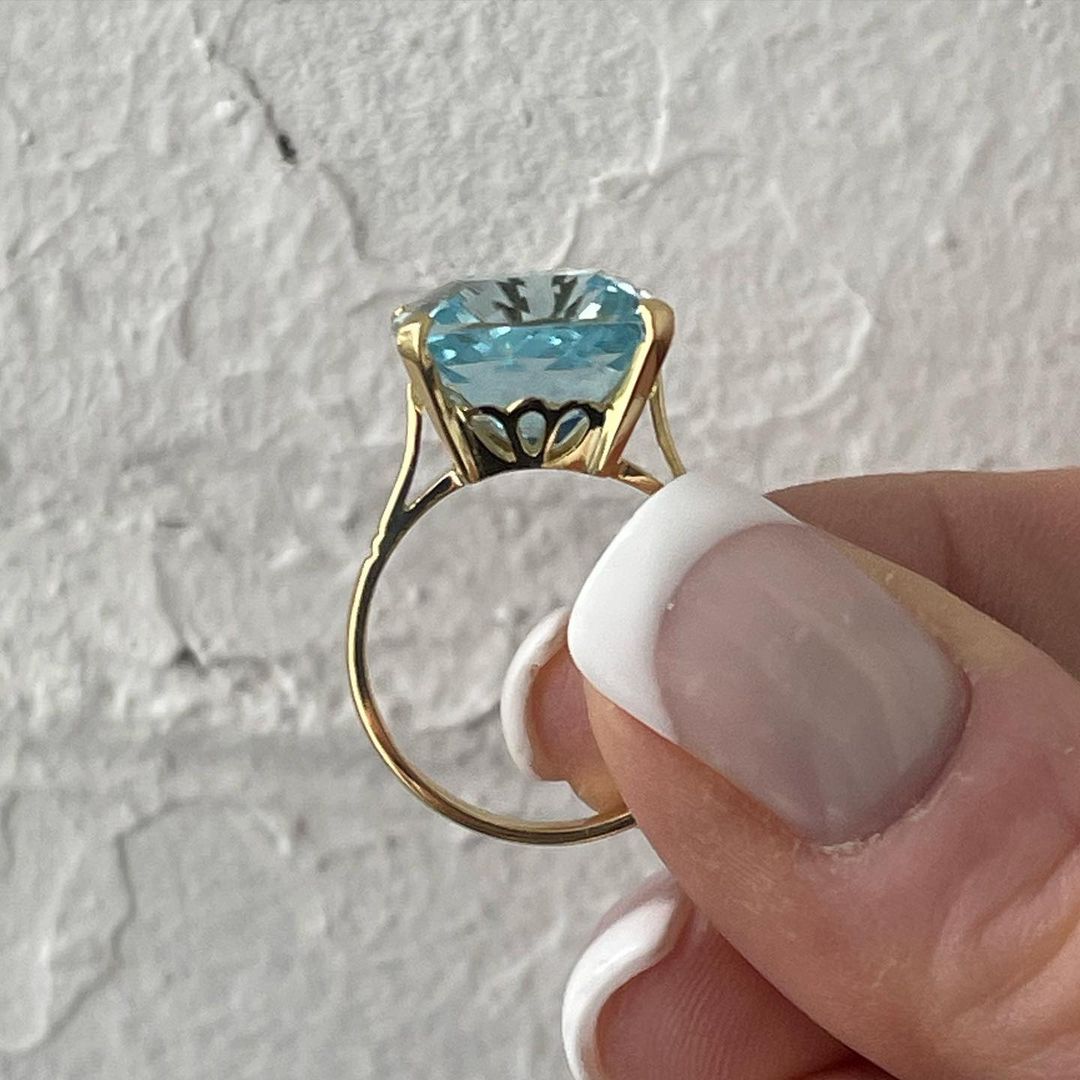 7ct Cushion Cut Aquamarine Sapphire Engagement Ring