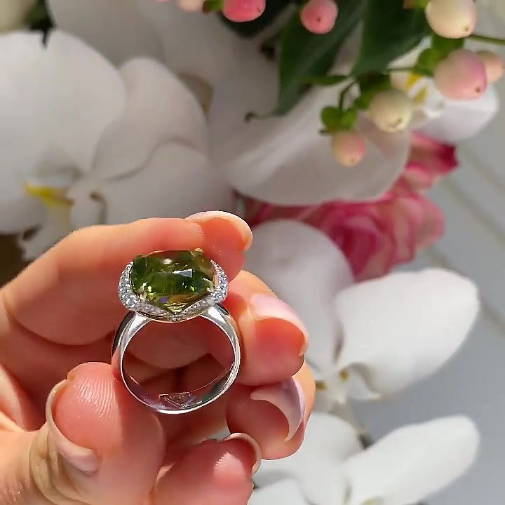 4ct Asscher Cut Peridot Sapphire Engagement Ring