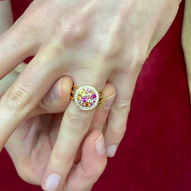 5.75ct Round Cut Rainbow Sapphire Wedding Set